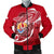 Tahiti Men's Bomber Jacket Shark Coat Of Arms Red - Polynesian Pride