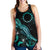 Cook Islands Polynesian Women Tank Top - Turtle With Blooming Hibiscus Turquoise - Polynesian Pride