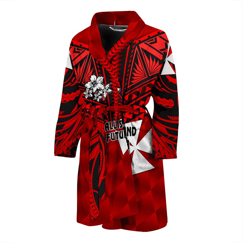 Wallis and Futuna Rugby Men's Bath Robe Sporty Vibes Men's Bath Robe Universal Fit Red - Polynesian Pride