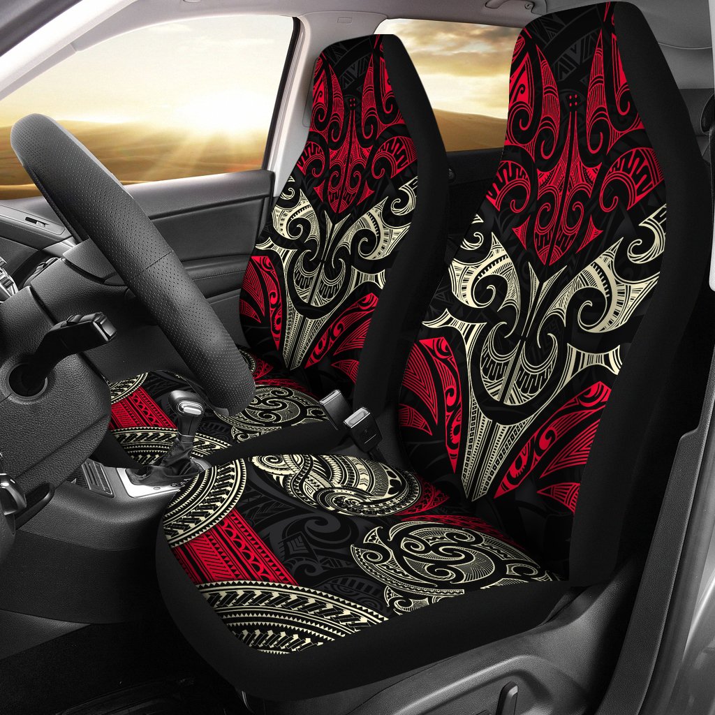 Polynesian Car Seat Covers - Maori Patterns Style Universal Fit Black - Polynesian Pride