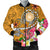 American Samoa Polynesian Men's Bomber Jacket - Turtle Plumeria (Gold) Gold - Polynesian Pride