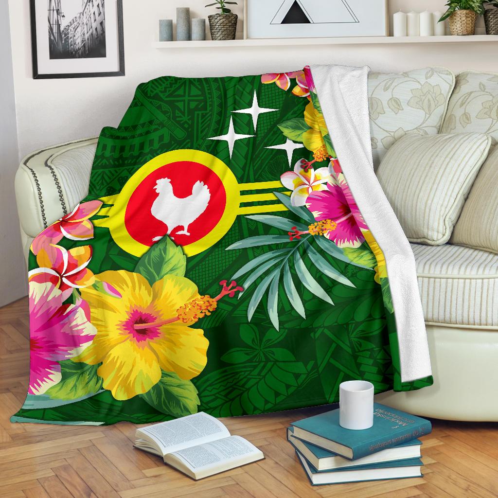 American Samoa Premium Blanket - Manu'atele Hibiscus Flag White - Polynesian Pride