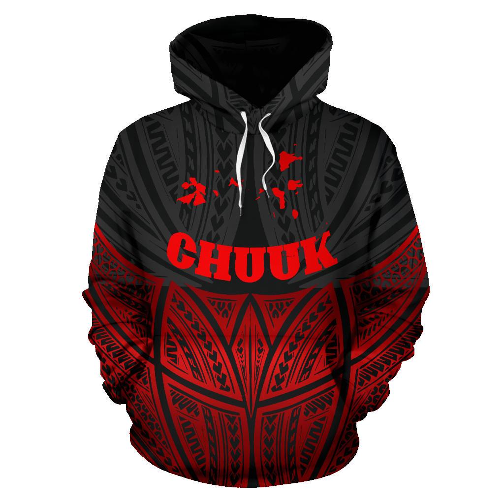 Chuuk Polynesian Hoodie Red Black Pride Map nd Seal - Polynesian Pride