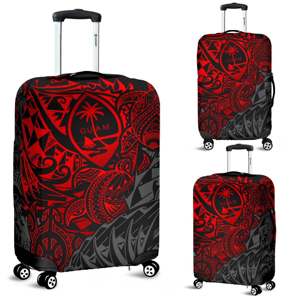 Guam Polynesian Luggage Covers - Red Turtle Flowing Red - Polynesian Pride