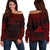 Tokelau Polynesian Chief Women's Off Shoulder Sweater - Red Version Red - Polynesian Pride