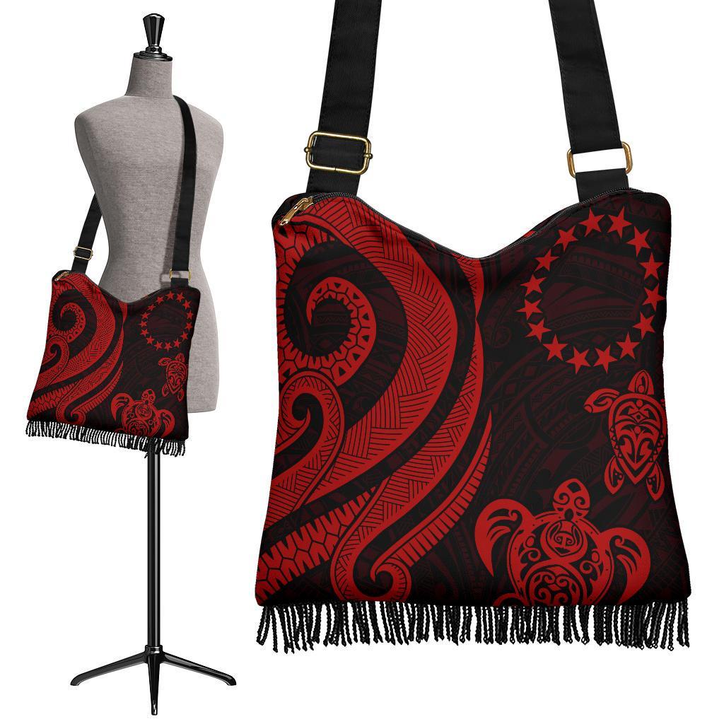 Cook Islands Boho Handbag - Red Tentacle Turtle Boho Handbag One Size Red - Polynesian Pride