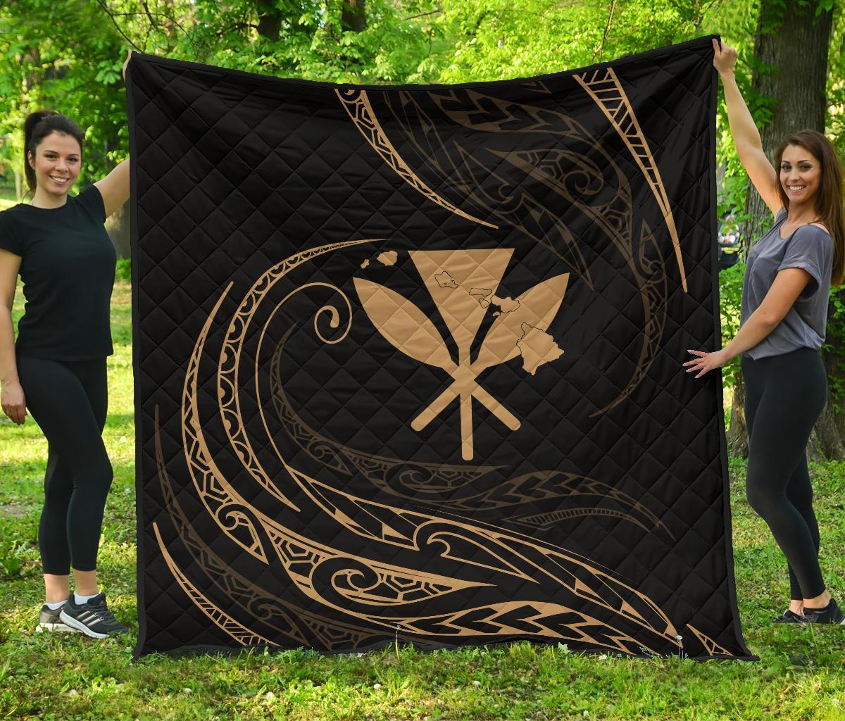 Kanaka Premium Quilt - Gold - Frida Style Black - Polynesian Pride