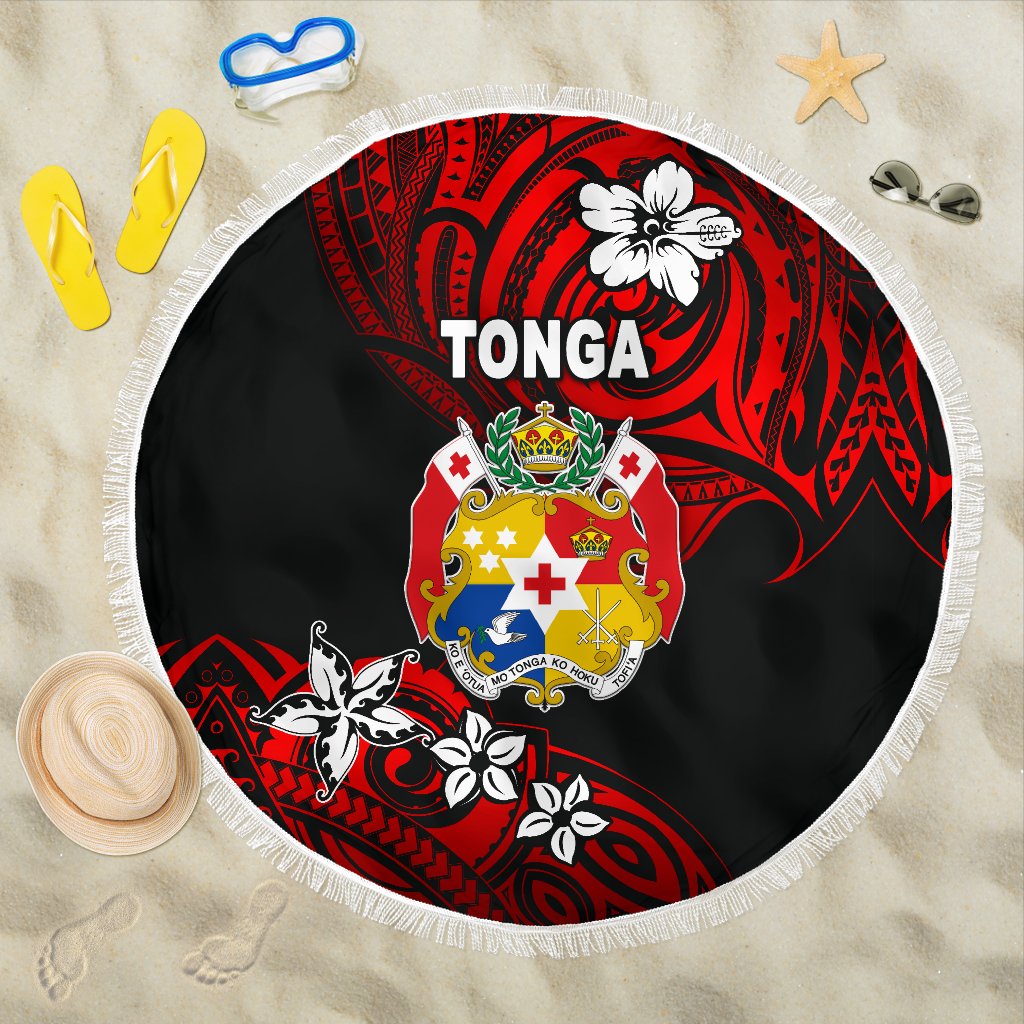 Mate Ma'a Tonga Rugby Beach Blanket Polynesian Unique Vibes - Red Beach Blanket One Size Red - Polynesian Pride