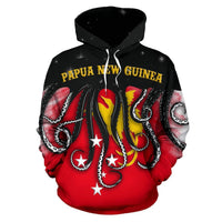 Papua New Guinea Hoodie Papua New Guinea Flag Coat of Arms Octopus Style K9 - Polynesian Pride