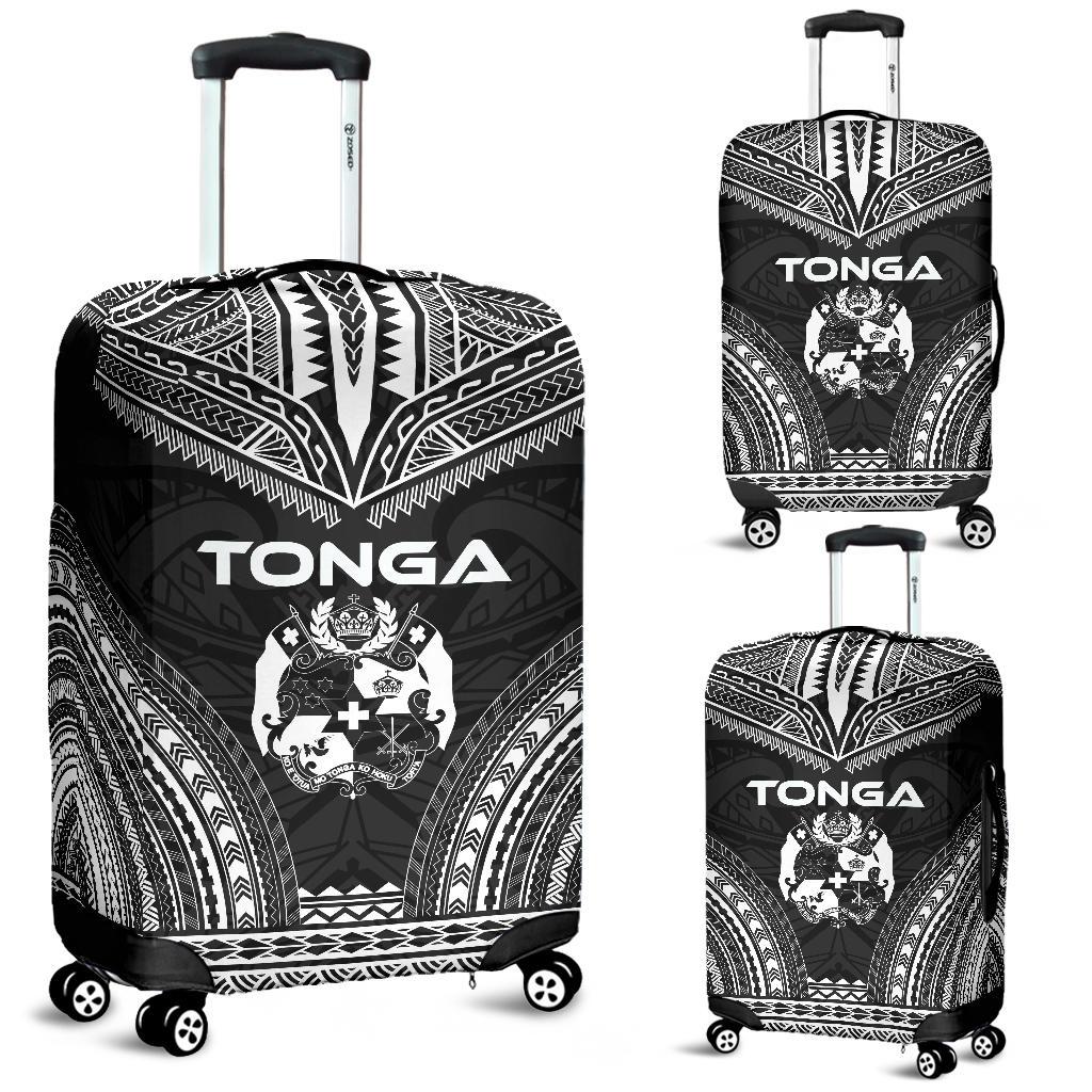 Tonga Polynesian Chief Luggage Cover - Black Version Black - Polynesian Pride