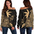 Guam Coconut Tree Off Shoulder Sweater Gold K4 Gold - Polynesian Pride