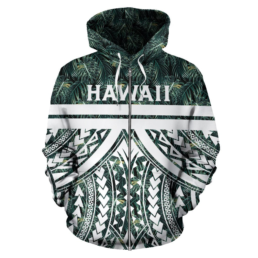 Hawaii Summer Palm Tree Polynesian Kanaka Zip Hoodie - Polynesian Pride