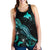 Papua New Guinea Polynesian Women Tank Top - Turtle With Blooming Hibiscus Turquoise - Polynesian Pride