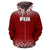 Fiji All Over Zip up Hoodie Fog Red - Polynesian Pride