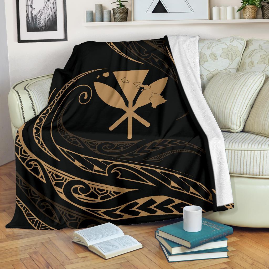 Kanaka Premium Blanket - Gold - Frida Style White - Polynesian Pride