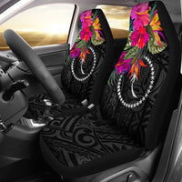 Chuuk Car Seat Covers - Polynesian Hibiscus Pattern Universal Fit Black - Polynesian Pride