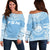 Federated States Of Micronesia Flag Polynesian Chief Women's Off Shoulder Sweater Blue - Polynesian Pride