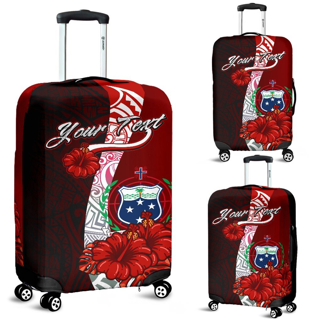Samoa Polynesian Custom Personalised Luggage Covers - Coat Of Arm With Hibiscus Red - Polynesian Pride