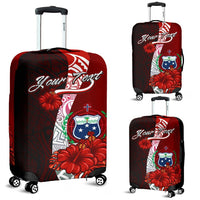 Samoa Polynesian Custom Personalised Luggage Covers - Coat Of Arm With Hibiscus Red - Polynesian Pride