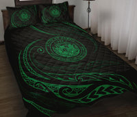 Hawaii Coat Of Arms Quilt Bed Set - Green - Frida Style - Polynesian Pride