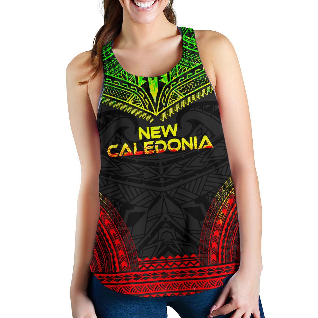 New Caledonia Women's Racerback Tank - Polynesian Chief Reggae Version Art - Polynesian Pride