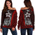 Yap Micronesia Women Off Shoulder Sweater Red - Turtle With Hook Red - Polynesian Pride