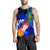 Kosrae Men's Tank Top - Humpback Whale with Tropical Flowers (Blue) - Polynesian Pride