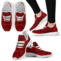 American Samoa Polynesian Tattoo Mesh Knit Sneakers Red Red - Polynesian Pride