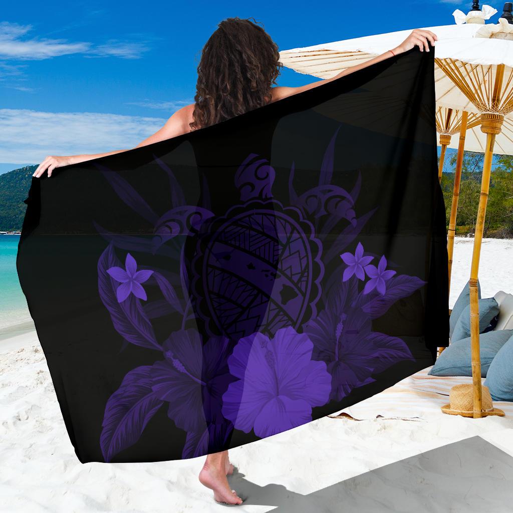 Hawaii Turtle Map Hibiscus Sarong - Purple Sarong One Size Purple - Polynesian Pride