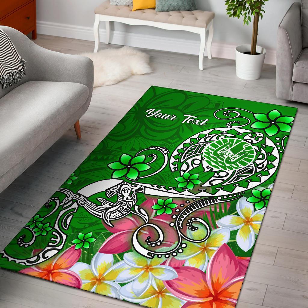 Tahiti Custom Personalised Area Rug - Turtle Plumeria (Green) Green - Polynesian Pride