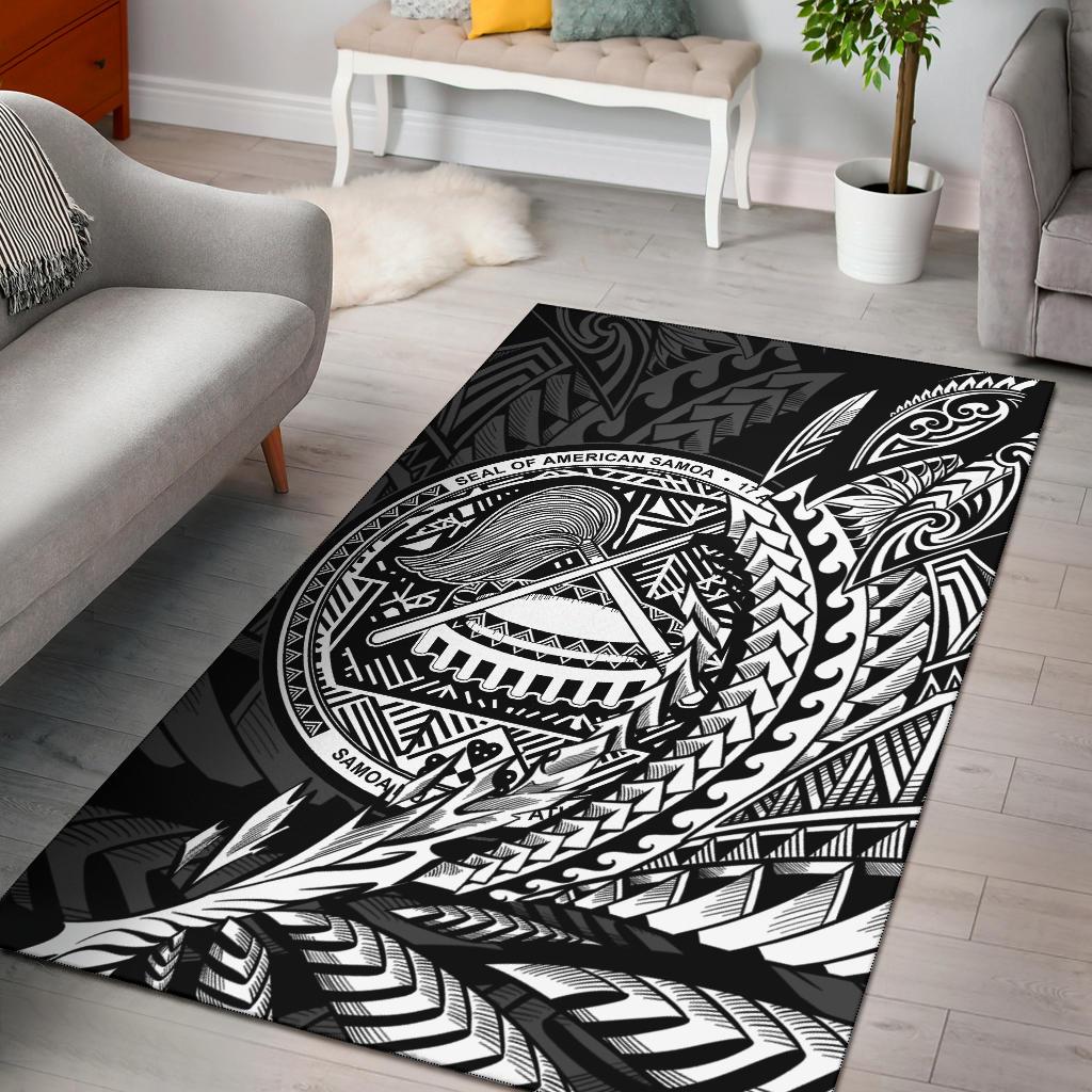 American Samoa Area Rug - Wings Style Black - Polynesian Pride