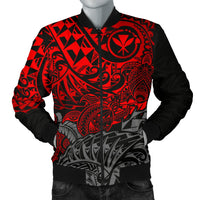 Polynesian Hawaii (Kanaka Maoli) Men Bomber Jacket - Red Hibiscus Turtle Flowing - Polynesian Pride