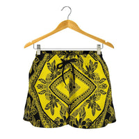 Polynesian Plumeria Mix Yellow Black Women's Short - Polynesian Pride