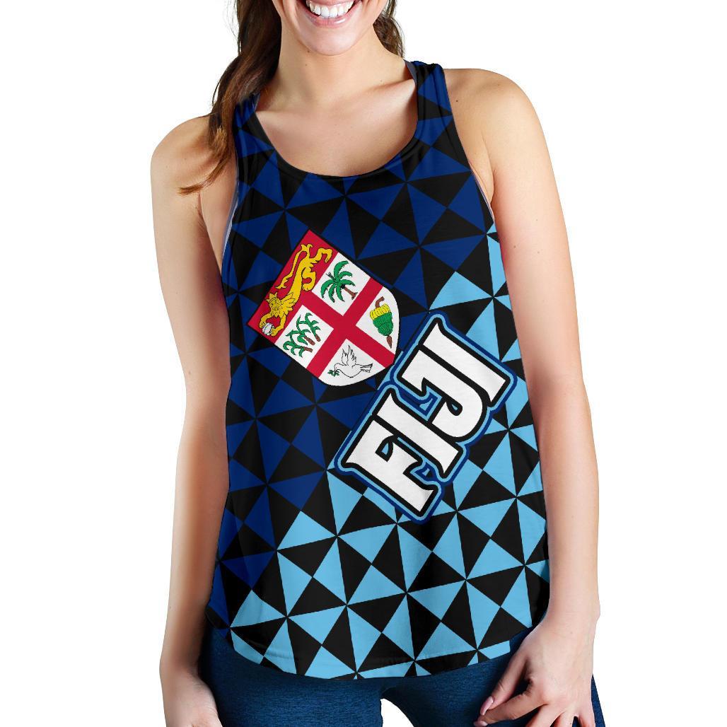 Fiji Polynesian Women's Racerback Tank Coat Of Arms Th5 Black - Polynesian Pride