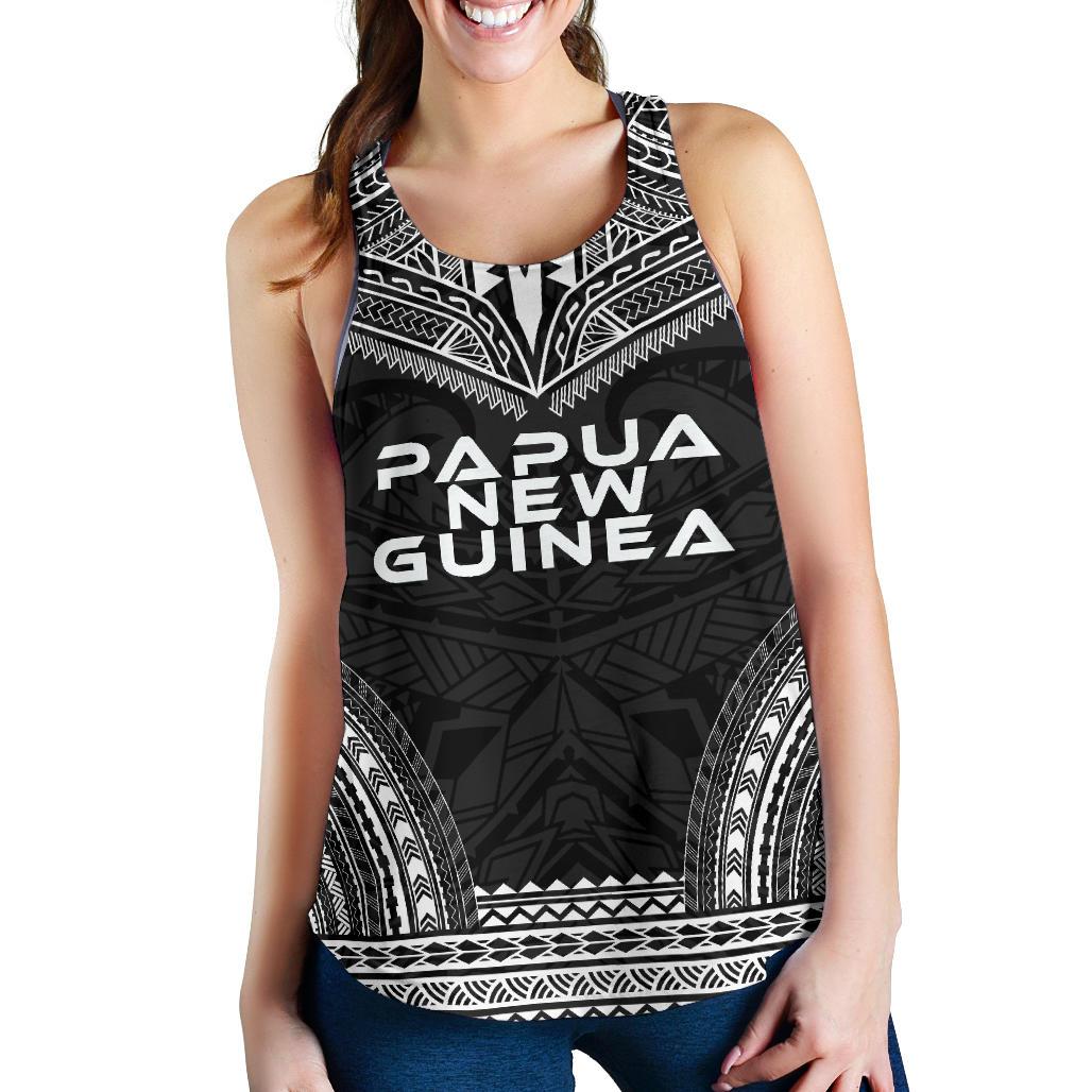 Papua New Guinea Women's Racerback Tank - Polynesian Chief Black Version Black - Polynesian Pride