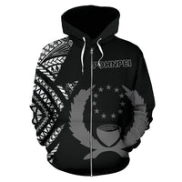 Pohnpei Pattern All Over Zip up Hoodie FSM - Polynesian Pride