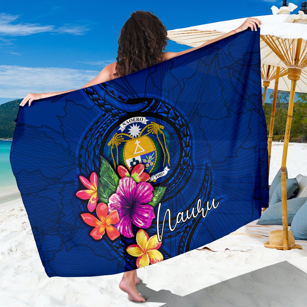 Nauru Polynesian Sarong - Floral With Seal Blue Women One Size Blue - Polynesian Pride