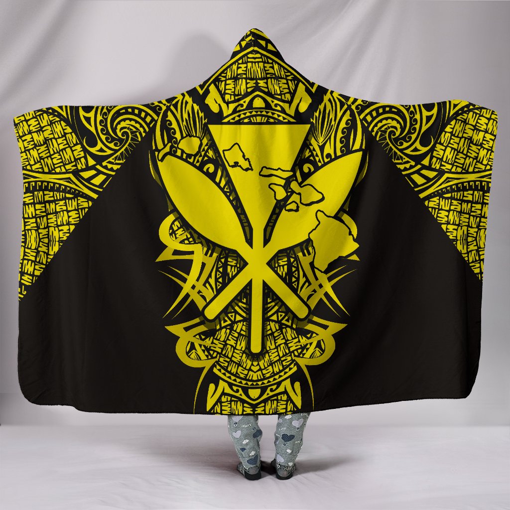 Kanaka Map Polynesian Hooded Blanket - Yellow - Armor Style Hooded Blanket Yellow - Polynesian Pride