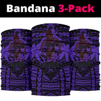 Polynesian Warrior Hula Girl Kanaka Hawaii Anchor Bandana 3 - Pack - AH - Purple - Polynesian Pride
