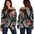 Kosrae Micronesian Women Off Shoulder Sweater - Black Plumeria BLACK - Polynesian Pride