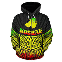 Kosrae Polynesian Zip up Hoodie Reggae Pride Map and Seal - Polynesian Pride