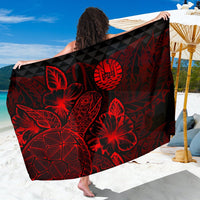 Tahiti Sarong - Turtle Hibiscus Pattern Red Women One Size Red - Polynesian Pride