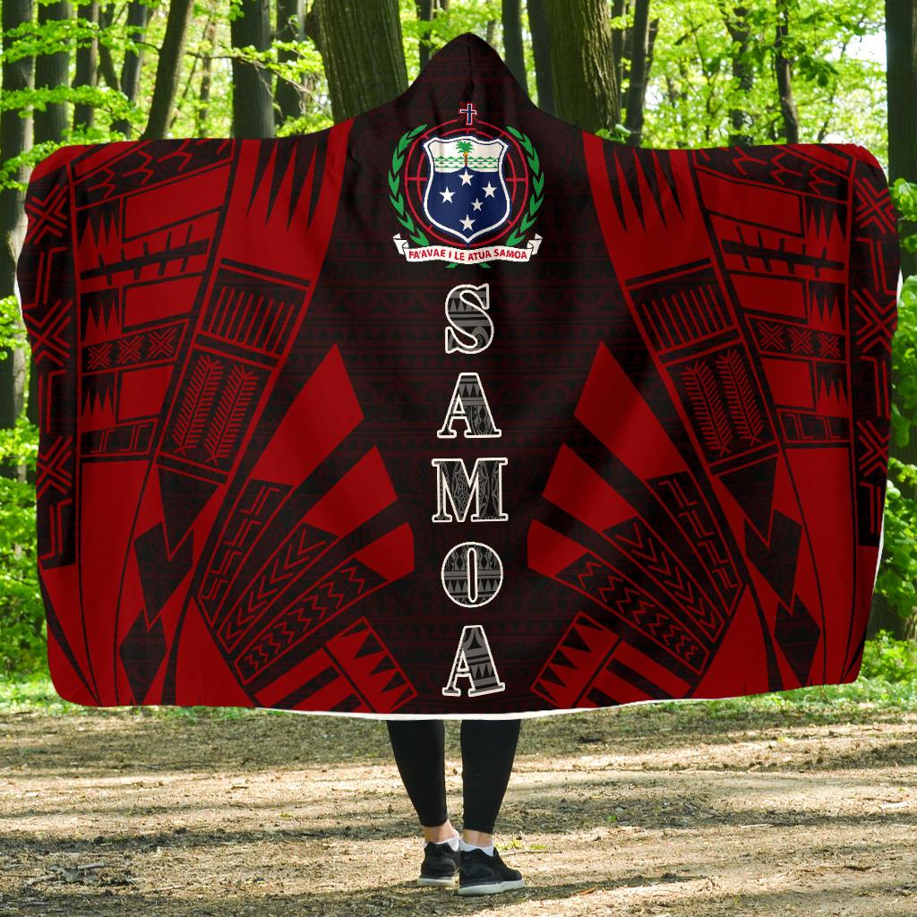 Samoa Hooded Blanket - Polynesian Tattoo Red Hooded Blanket Red - Polynesian Pride