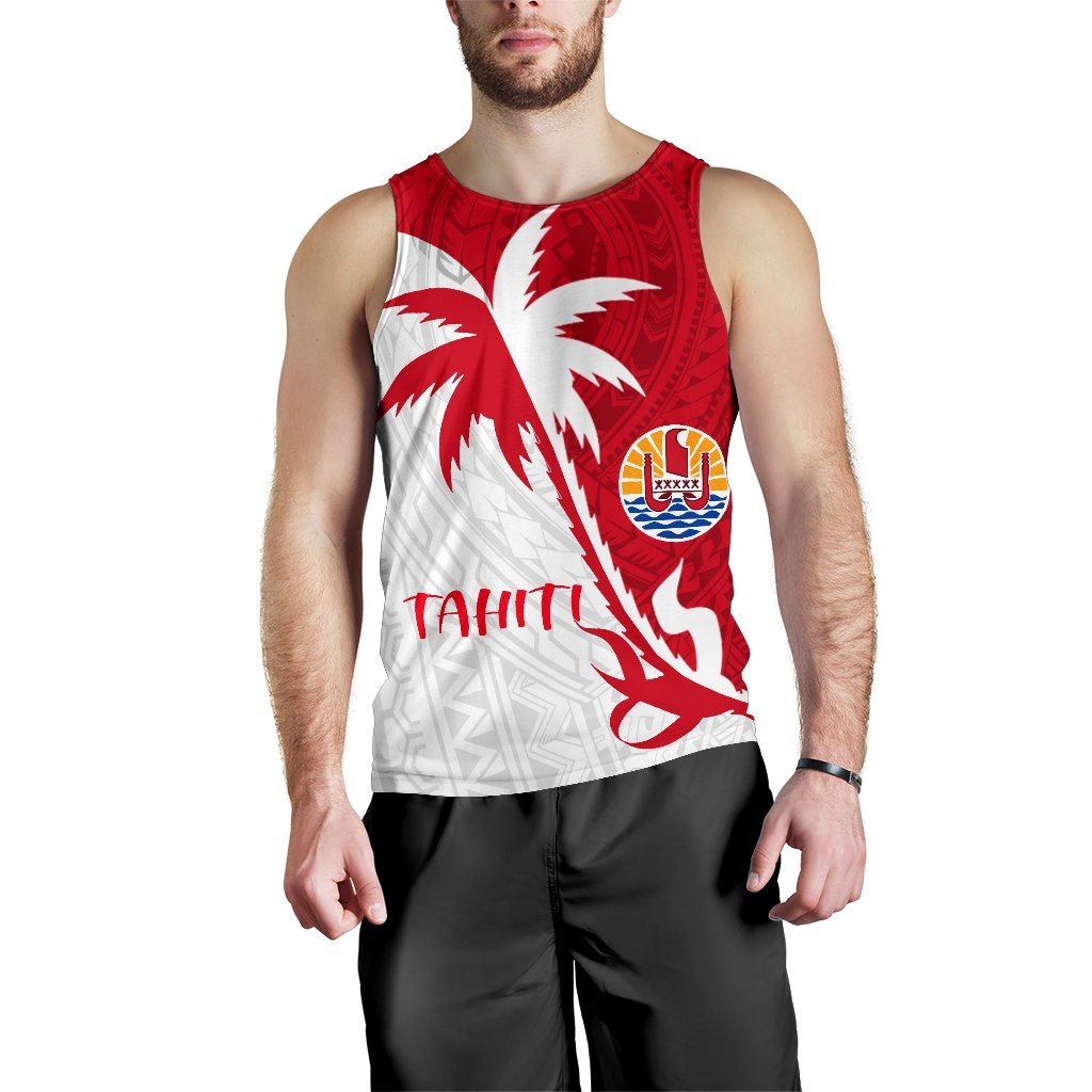 Tahiti Polynesian Coconut Tree Men's Tank Top K4 Red - Polynesian Pride