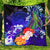 American Samoa Polynesian Custom Personalised Premium Quilt - Humpback Whale with Tropical Flowers Blue - Polynesian Pride