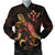 Kosrae Polynesian Men's Bomber Jacket - Turtle With Blooming Hibiscus Gold Gold - Polynesian Pride