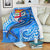 Fiji Premium Blanket - Blue Shark Polynesian Tattoo White - Polynesian Pride