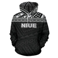 Niue Polynesian Hoodie Horizontal Black - Polynesian Pride