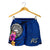 American Samoa Polynesian Women's Shorts - Floral With Seal Blue - Polynesian Pride