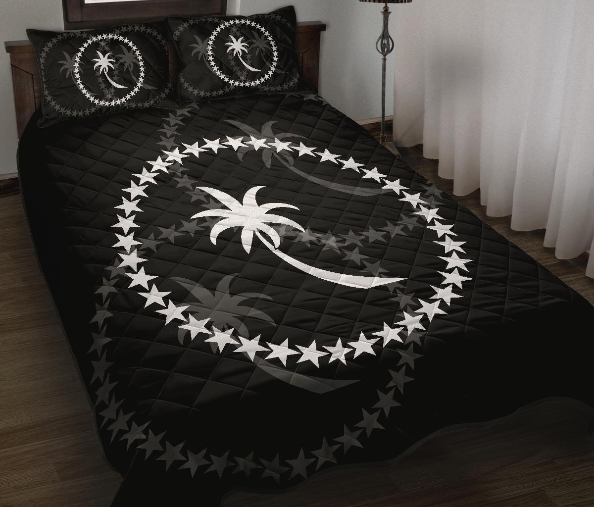 Chuuk Polynesian Quilt Bed Set Black - Polynesian Pride